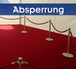 Absperrständer mieten Erding | Personenleitsystem Verleih Edelstahl-Absperrständer mit weinroten Kordeln in Erding.
