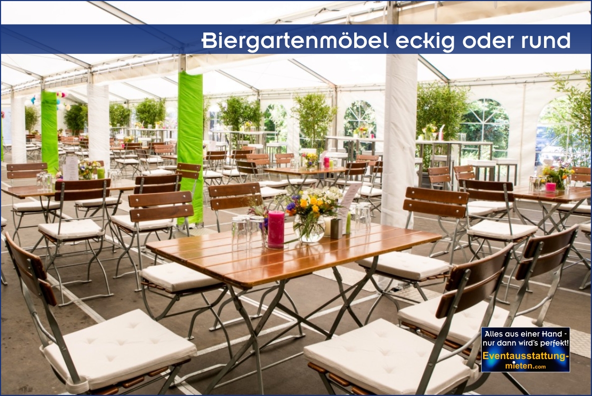 Biergartenmöbel Verleih im Großraum Erding in Oberbayern Biergartentische eckig und Klapptische mit cremefarbenen Sitzpolster und bunter Tischdekoration. Biergartentische eckig und Klapptische mit cremefarbenen Sitzpolster und bunter Tischdekoration.