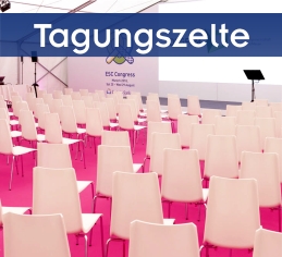 Tagungszelt mit Technik mieten Zeltverleih Erding Tagungszelt mit weißen Stühlen und pinkfarbenen Teppichboden