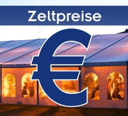 Zeltpreise für Festzelte Firmenfeste Zeltverleih Erding Euro-Zeichen auf beleuchtetem Festzelt = Zeltpreise